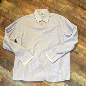 Vintage Geoffrey Beene Men Light lavender Dress Shirt 17.5 36/37 XL Wrinkle Free